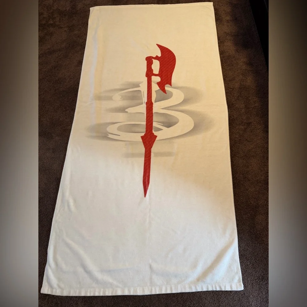 Buffy the vampire slayer White beach Towel with Red scythe Axe Graphic